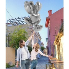 Yg Gümüş Kalp Şekilli Uçan Balon Folyo 10 Adet