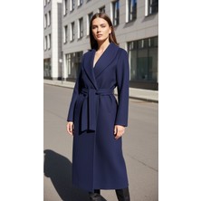 Moda Banuş Kadın Kuşaklı Cepli Yırtmaçlı Kaşe Kaban Pardesü