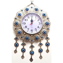 Yg Nazar Boncuklu Gümüş Kaplama Solmaz Kararmaz Duvar Saati