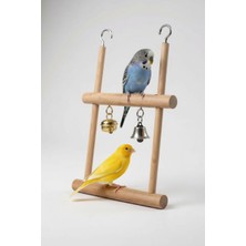 Alyones Ahşap Kuş Trapezi Oyuncağı | Kuş Kafesi Eğlence Aksesuarı | Doğal Kuş Aktivite Oyuncağı