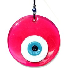 Yg Şeffaf Pembe El Yapımı Cam Nazar Boncuklu Duvar Dekoru