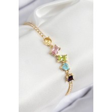 Pirinç Renkli Zirkon Taşlı Geometrik Model Gold Renk Kadın Bileklik EB-53-VICE/(1395) 0856