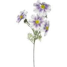 Nettenevime Yapay Çiçek Mor Beyaz Papatya 4çiçekli Uzun Dal 63CM Gerçeksi Doku