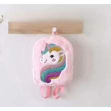 BBS "kız Çocuk Peluş Unicorn Sırt Çantası Yumuşak ve Renkli Okul Çantası"