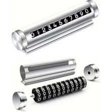 Sanal Trend 2 Adet Gümüş Renk Araç Park Telefon Numaratörü Çevirmeli Ayarlı Torpido Üstü Silindir Numaratör