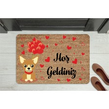 M&H Quality Hoş Geldiniz Yazılı Köpek Figürlü Kapı Önü Paspası – Dekoratif Kaymaz Taban