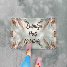 M&H Quality Dijital Baskılı Hoş Geldiniz Yazılır Desenli Dekoratif Dış Kapı Önü ve Iç Mekan Paspası Yıkanabilir