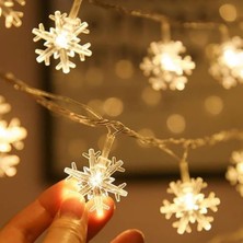 N&M Store Kar Tanesi Şekilli 3.5 Metre USB LED Işık - 20 LED Li Dekoratif Kış ve Yılbaşı Aydınlatması