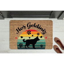 M&H Quality Hoş Geldiniz Yazılı Köpek Figürlü Kapı Önü Paspası – Dekoratif Kaymaz Taban