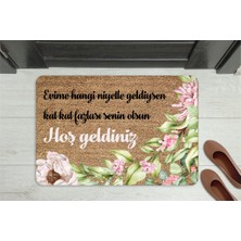 M&H Quality Anlamlı Mesajlı Hoş Geldiniz Kapı Önü Paspası – Çiçek Desenli, Kaymaz ve Yıkanabilir (45X70 Cm)