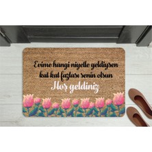 M&H Quality Anlamlı Mesajlı Hoş Geldiniz Kapı Önü Paspası – Çiçek Desenli, Kaymaz ve Yıkanabilir