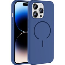 iPhone 14 Pro Max  Manyetik Şarj Darbe Emici Kamera Korumalı İçi Kadife Ottonova Meta Kılıf - Lacivert