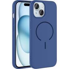 Ottonova iPhone 15 Kılıf M-Safe Şarj Özellikli Zore Meta Kapak - Lacivert
