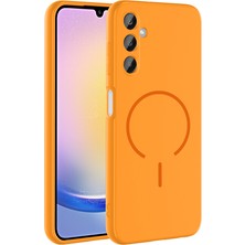 Ottonova Galaxy A25 Kılıf M-Safe Şarj Özellikli Zore Meta Kapak - Turuncu