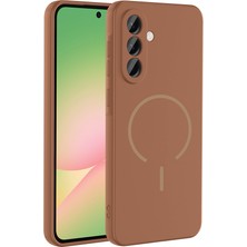 Ottonova Galaxy A56 Kılıf M-Safe Şarj Özellikli Zore Meta Kapak - Kahverengi