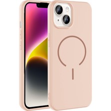 iPhone 13  Manyetik Şarj Darbe Emici Kamera Korumalı İçi Kadife Ottonova Meta Kılıf - Rose Pembe
