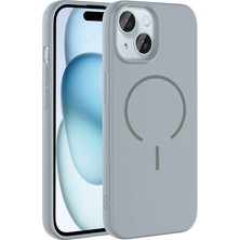 Ottonova iPhone 15 Kılıf M-Safe Şarj Özellikli Zore Meta Kapak - Titanyum-Gri