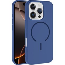 iPhone 16 Pro Max  Manyetik Şarj Darbe Emici Kamera Korumalı İçi Kadife Ottonova Meta Kılıf - Lacivert