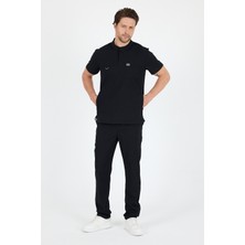 Siyah Likralı Hakim Yaka Hemşire ve Doktor Üniforma Viscon Hastane Scrubs