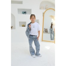 Mutlu Kids Yıldız Aplike Kız Kot Pantolon