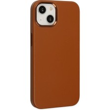Buğz Iphone 14 Plus Kılıf Asya Deri Silikon - Kahverengi