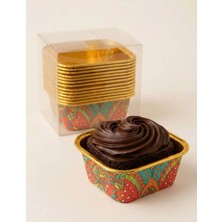 Tutku 3 Adet Tutku Desenli Kare Alüminyum Muffin Kek Kalıbı 12 Li