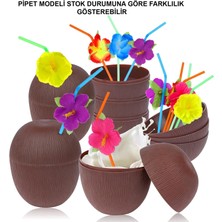 Pazarcan Hindistan Cevizi Hawaii Luau Aloha Pipetli Içecek Kabı Bardak 10X13 cm 1 Adet