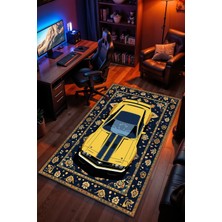 Charmbi Arabalı Halı Desenli Kaymaz Taban Makinede Yıkanabilir Gaming Oyuncu Gamer Genç Odası Halısı