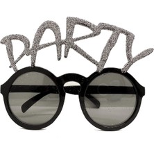 Pazarcan Gümüş Simli Party Yazılı Parti Gözlüğü Show 15X7 cm