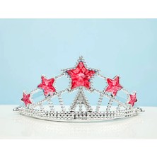 Pazarcan Kırmızı Yıldız Taşlı Plastik Kraliçe Prenses Elsa Tacı Çocuk Boy