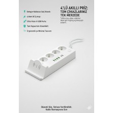 Ototechparca 4'lü Akım Korumalı Priz 2 Metre ve Masaüstü Şarj Istasyonu 15W Kablosuz Şarj Standı Type-C Hızlı Şarj Çıkışı