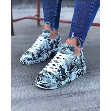 Pazarcan Siyah Beyaz Boyalı Erkek Ayakkabı