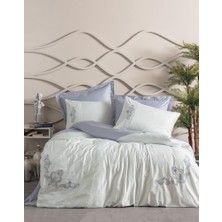 Pazarcan Nakışlı Çift Kişilik Saten Nevresim Takımı Bianna Gri