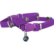 Pazarcan Kadife Kedi Boyun Tasması Kar Taneli 20-32 cm Mor