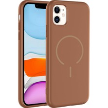 Nova Global iPhone 11 Kılıf M-Safe Şarj Özellikli Zore Meta Kapak - Kahverengi