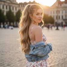 Pazarcan Bağlamalı Dalgalı At Kuyruğu / Karamel Platin Röfleli