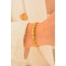 Cebeci 14 Ayar İşlemeli Kelepçe Altın Bilezik