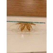 Plus Home Sofra Sunum Servis Yuvarlak Kristal Nilüfer Çiçeği Bal Rengi Büyükboy Çapı 29 cm