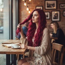 Pazarcan Uzun Su Dalgası Fiber Sentetik Peruk / Kızıl