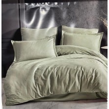 Pazarcan Çizgili Saten Nevresim Takımı Çift Kişilik Ada Çayı