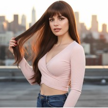 Pazarcan Fiber Sentetik Uzun Düz Kahküllü Peruk / Kahve Karamel