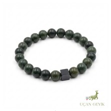 Uçan Geyik Timsah Jasper Doğal Taş Bileklik 8mm - Denge, Huzur, Topraklanma, Koruma - Esnek Tasarım