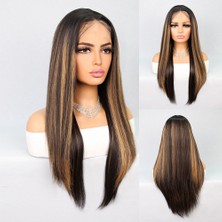 Pazarcan Kahverengi Karamel Işıltılı Fiber Sentetik Düz Tül Peruk