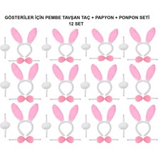 SHC4200 Pembe Tavşan Kostüm Seti – Taç, Papyon, Ponpon (12’li Paket)