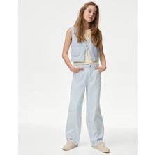 Marks & Spencer Wide Leg Çizgili Jean Pantolon (6-16 Yaş)