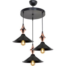 Duru Homelight Maya Karo Siyah/bakır Üçlü Avize