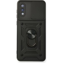 Starseven Galaxy A02 Kılıf Pars Lens Yüzüklü Silikon - Siyah