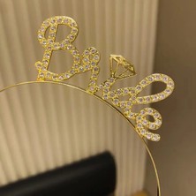 Starseven Altın Renkli Taşlı “bride” Gelin Tacı – El Yazısı Yazı Tipiyle