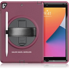 Starseven Ipad 10.2 (7.nesil) Kılıf Hand Strap Tablet Kılıfı - Mürdüm