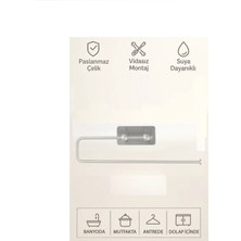 Paslanmaz Çelik Yapışkanlı Havlu Askılığı | Delmeden Montaj Neme Dayanıklı Havlu Peçete Askılığı